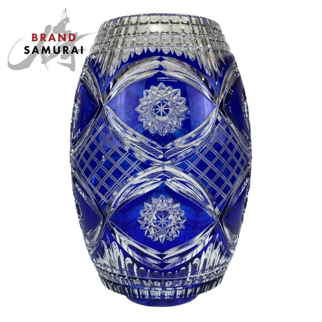 Baccarat(バカラ)の美品 Baccarat バカラ ヴィンテージ オールド・バカラ ディアマン・ピエーリー ブルー 青 ガラス 花瓶 壺 アンティーク 骨董品 401419 【中古】 エンタメ/ホビーの美術品/アンティーク(ガラス)の商品写真