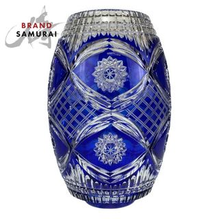 バカラ(Baccarat)の美品 Baccarat バカラ ヴィンテージ オールド・バカラ ディアマン・ピエーリー ブルー 青 ガラス 花瓶 壺 アンティーク 骨董品 401419 【中古】(ガラス)