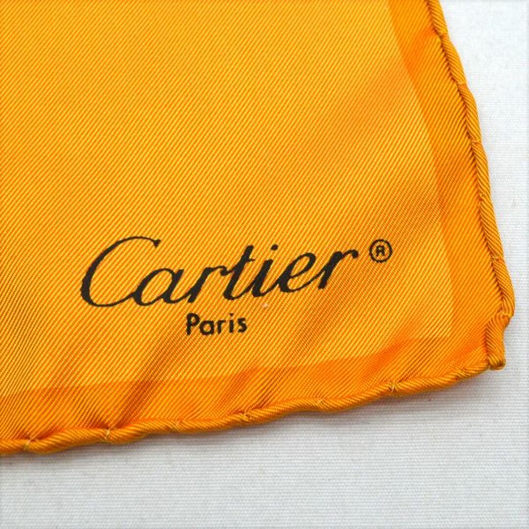 希少 Cartier カルティエ ヴィンテージ 手鏡 カーフレザー オレンジ