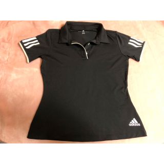 アディダス(adidas)のadidas スポーツTシャツ　黒　襟付き　M(ウェア)