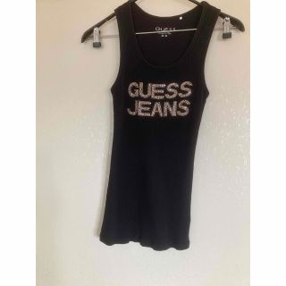 ゲス(GUESS)のGUESS JEANS キャミソール 綿１００％　ビーズ　M 黒(キャミソール)