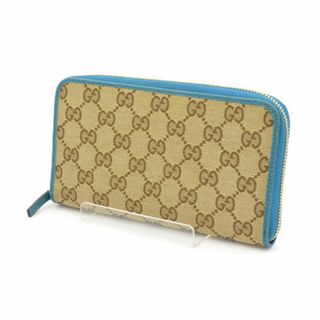 GUCCI / グッチ ◇GGキャンバス ラウンドファスナー長財布 ベージュ