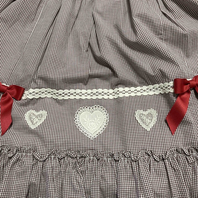 Angelic Pretty(アンジェリックプリティー)のPetite Gingham Heartジャンパースカート レディースのワンピース(ひざ丈ワンピース)の商品写真