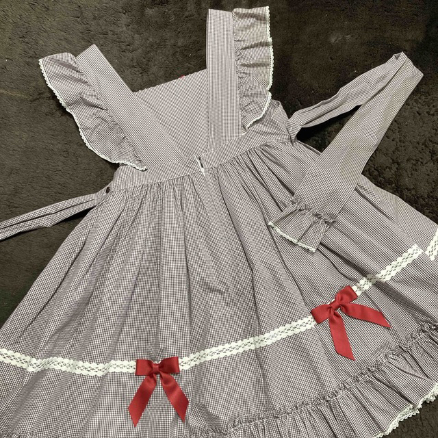 Angelic Pretty(アンジェリックプリティー)のPetite Gingham Heartジャンパースカート レディースのワンピース(ひざ丈ワンピース)の商品写真