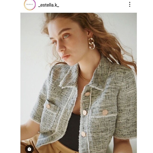 estella-k♥️　サマーツィードショートジャケット レディースのジャケット/アウター(テーラードジャケット)の商品写真