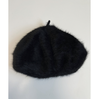 黒のジャギー生地のベレー帽(ハンチング/ベレー帽)