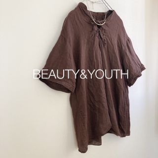 ビューティアンドユースユナイテッドアローズ(BEAUTY&YOUTH UNITED ARROWS)の★ビューティーアンドユース★リネンレースアップブラウス ブラウン(シャツ/ブラウス(半袖/袖なし))