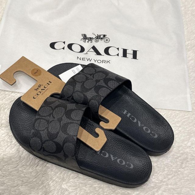 coach コーチ シグネチャー 新品 ブラック サンダル 27cm