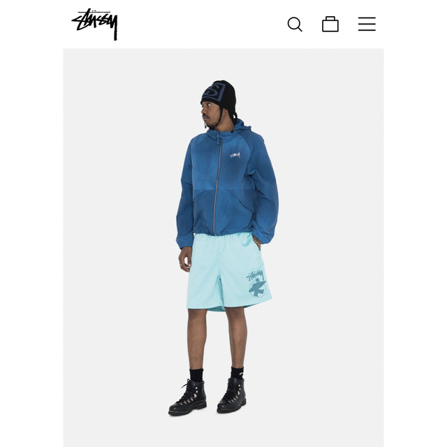 ジャケット/アウターStussy WAVE DYE BEACH SHELL (BLUE)