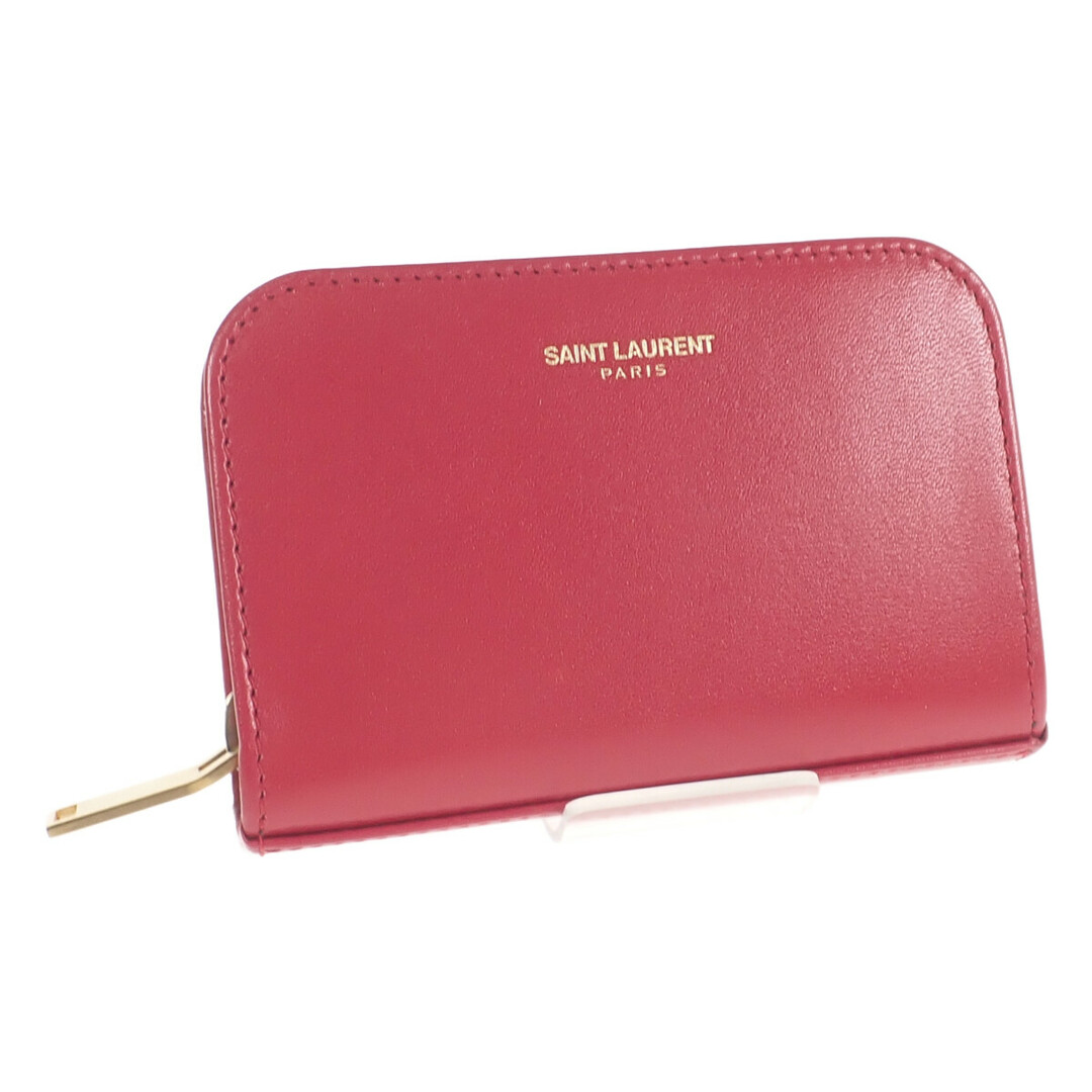 【Aランク】SAINT LAURENT サンローラン コインケース 326598 カーフスキン レッド ゴールド金具【ISEYA】