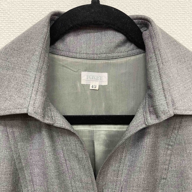 Foxey 42 size フォクシー42サイズ 半袖ウールワンピース グレー