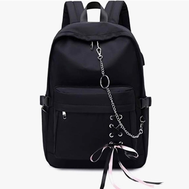 ★未使用品★ ノートパソコン用 バックパック リュック 黒 リボン チェーン
