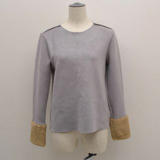 ザラ(ZARA)のZARA / ザラ ◆フェイクスエードカットソー/袖ファー/グレー/サイズS 5644/225/102 【レディース/ガールズ/LADY/女性/婦人】  レディースファッション  [0220369990](カットソー(半袖/袖なし))