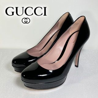 Gucci - GUCCI グッチ エナメル パテントレザー パンプス ブラック 37 