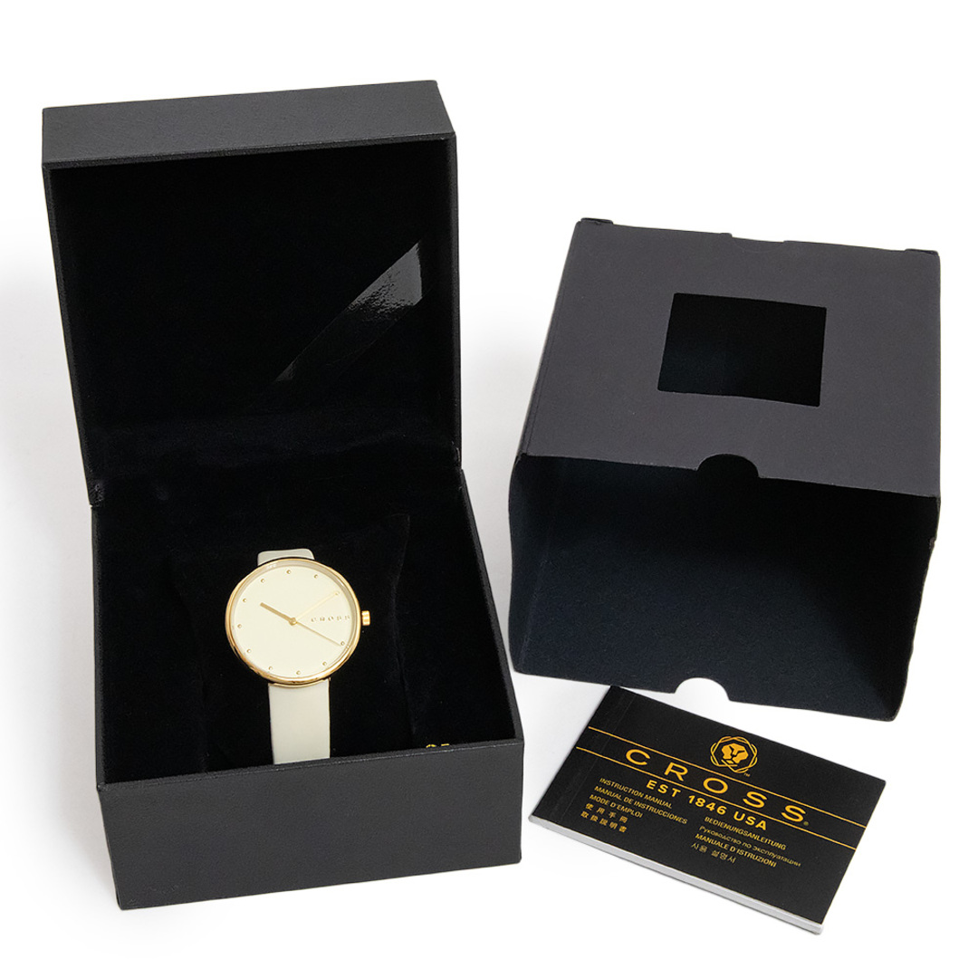 CROSS(クロス)のクロス 腕時計 クォーツ ステンレススチール レザー ミネラルクリスタル アイボリー クリームイエロー ゴールド CR9054-06 箱付 CROSS（新品・未使用品） レディースのファッション小物(腕時計)の商品写真