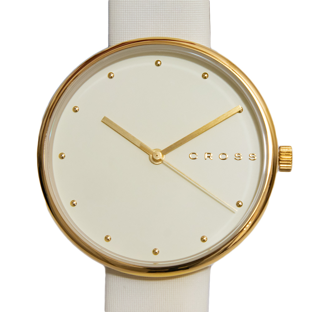 CROSS(クロス)のクロス 腕時計 クォーツ ステンレススチール レザー ミネラルクリスタル アイボリー クリームイエロー ゴールド CR9054-06 箱付 CROSS（新品・未使用品） レディースのファッション小物(腕時計)の商品写真