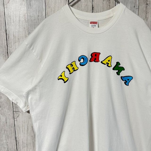 supreme シュプリーム Tシャツ XL センターロゴ アナーキー プリント200円引き〜9999円