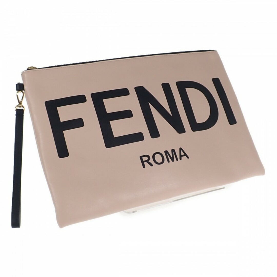 【ABランク】FENDI フェンディ フラットポーチ ラージ クラッチバッグ 8N0178 AEHR カーフスキン ピンク【ISEYA】レディース