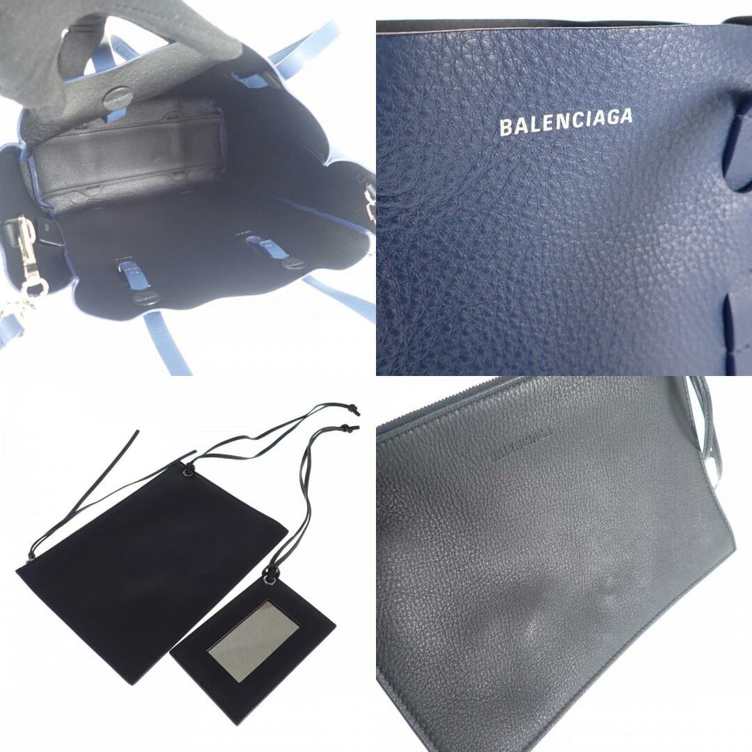 【Aランク】BALENCIAGA バレンシアガ エブリデイトートXS 2wayバッグ 489813 カーフスキン ネイビー【ISEYA】