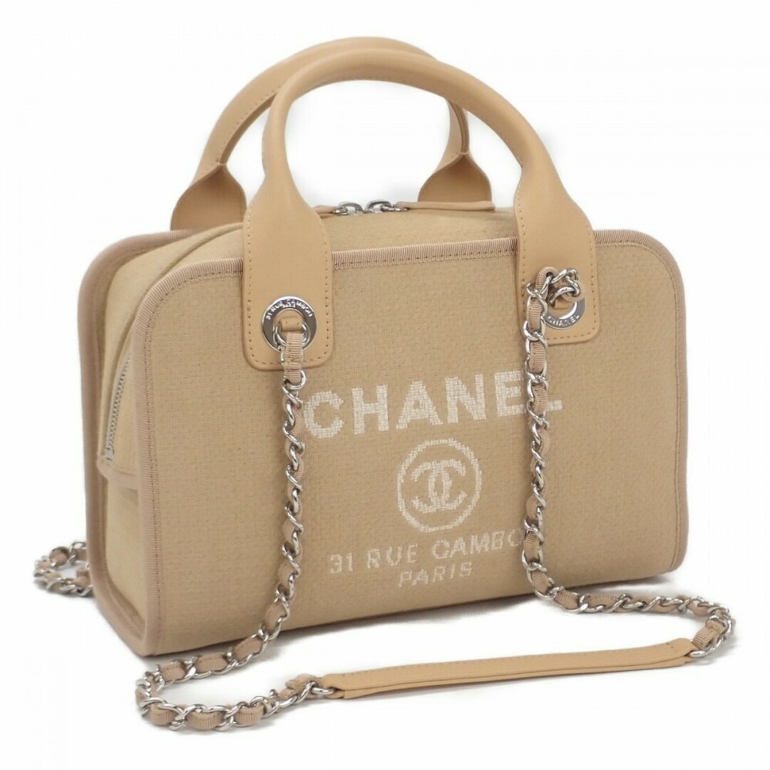 【SAランク】CHANEL シャネル ボーリングバッグ 2WAYバッグ プレート ミックスファイバー キャンバス×レザー A92749 B07300 NG127【ISEYA】