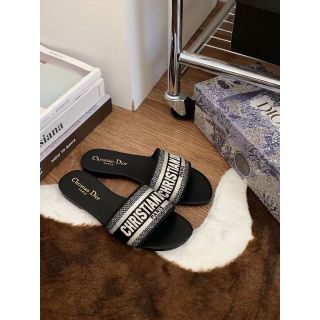 Dior ディオール サンダル エンブロイダリー キャンバス 36 1/2-