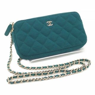 CHANEL - 【中古】【SAランク】CHANEL シャネル チェーン ウォレット 財布 AP0248 キャンバス グリーン ゴールド金具【ISEYA】