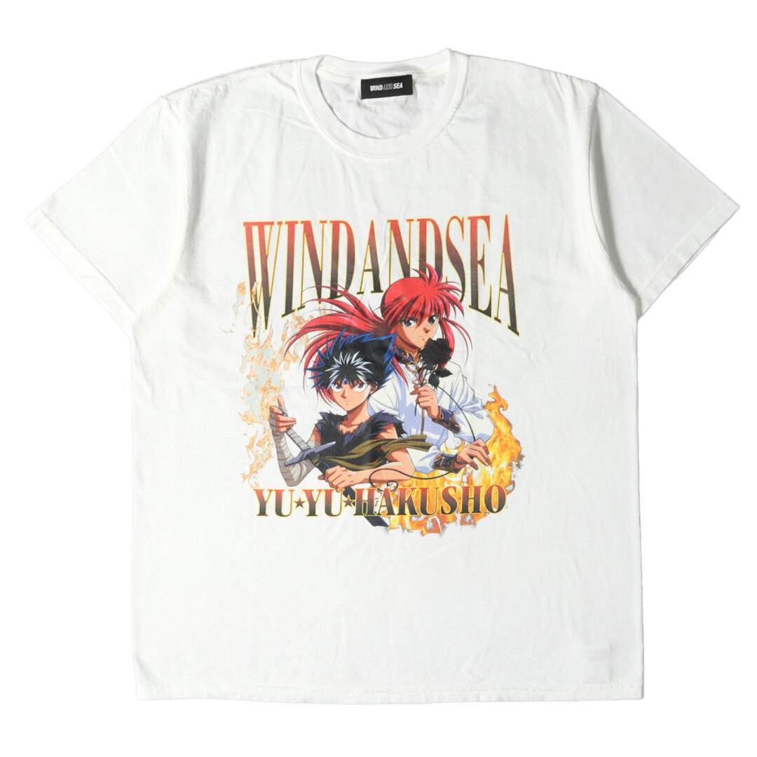 WIND AND SEA ウィンダンシー Tシャツ 幽遊白書 ウォッシュ加工 飛影&蔵馬 クルーネックTシャツ HIEI & KURAMA S/S 22SS ホワイト 白 L トップス カットソー 半袖 コラボ【メンズ】