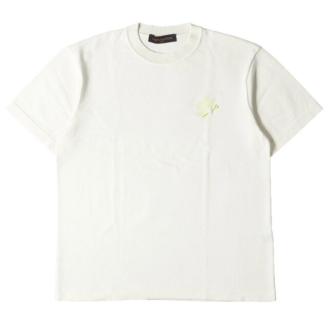 LOUIS VUITTON ルイヴィトン Tシャツ シグネチャー ショートスリーブ クルーネック コットン ニット Tシャツ RM222E OY8 HNN42X 22AW トップス 半袖 カットソー ニットソー アイボリー M イタリア製 ブランド 【メンズ】【美品】【K3722】