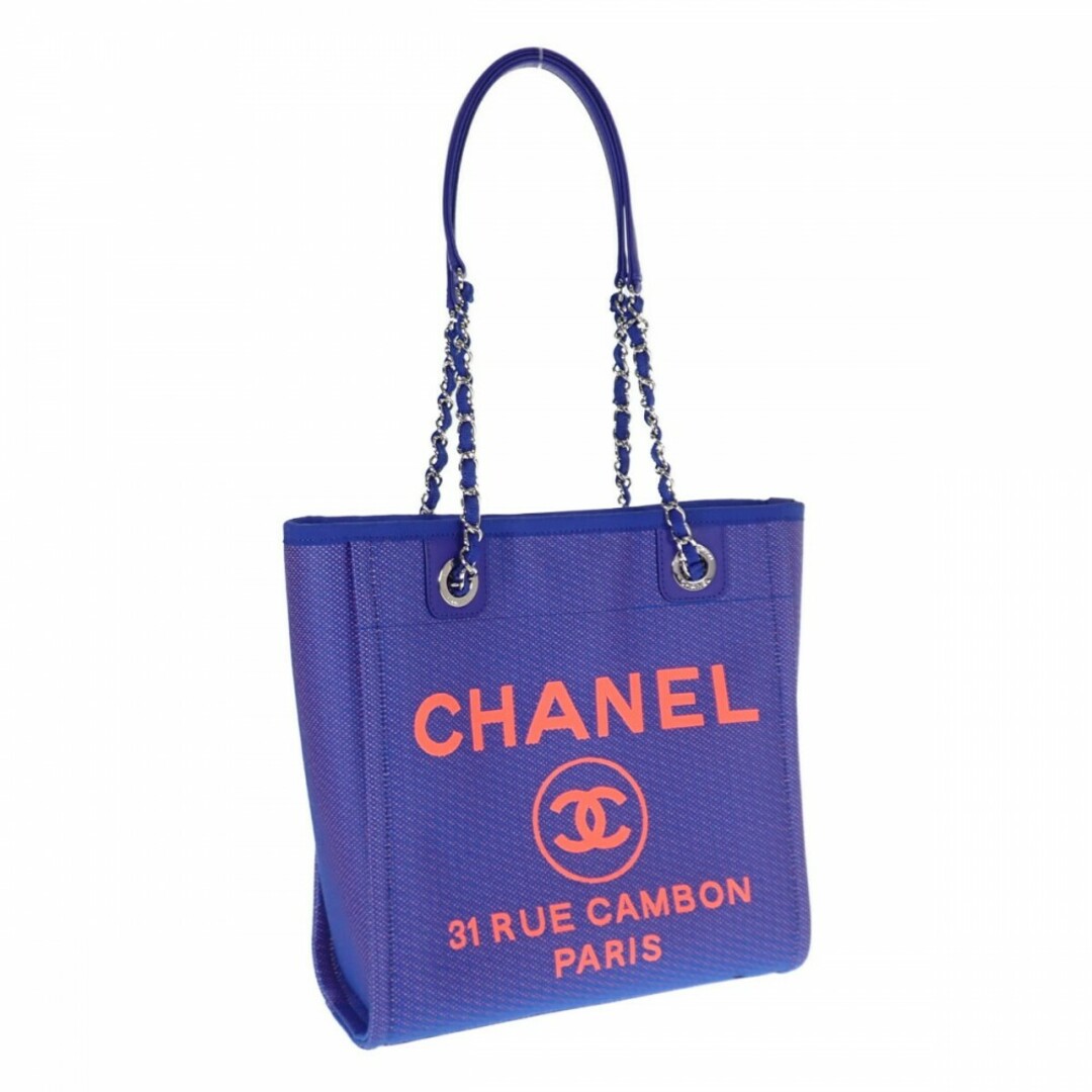 【Aランク】CHANEL シャネル ドーヴィルトートPM トートバッグ A66939 B05492 NC269 キャンバス ブルー シルバー金具【ISEYA】