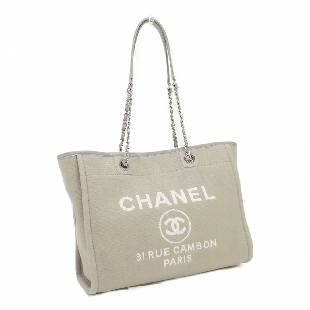 【Aランク】CHANEL シャネル ドーヴィルライントートMM バッグ キャンバス×レザー ベージュ A67001 B07300 NG122【ISEYA】