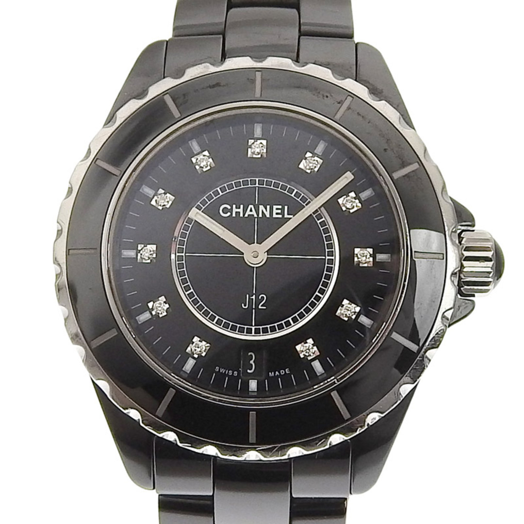 シャネル CHANEL J12 メンズ クォーツ 腕時計 SS/セラミック 12PD ブラック文字盤 H2124  新入荷 CH0857約39mm腕周り