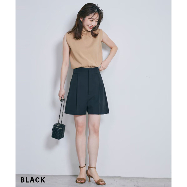 BASEMENT(ベースメント)のbasement online ハイウエストショートパンツ BLACK Mサイズ レディースのパンツ(ショートパンツ)の商品写真