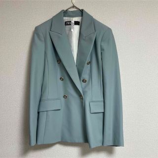 【希少上下】ZARA ダブルブレストスーツ　セットアップ　金ボタン　グリーン　S