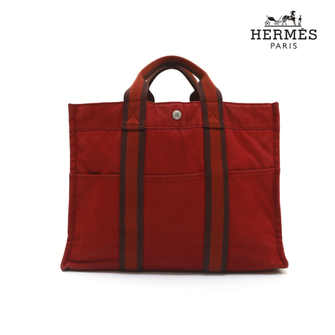 エルメス HERMES フールトゥMM ハンドバッグ コットンキャンバス