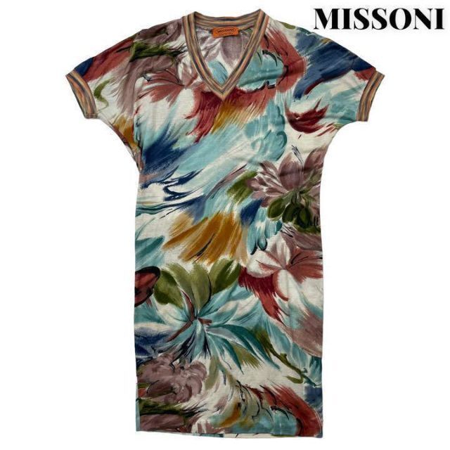 美品】MISSONI ミッソーニ 花柄 フラワー デザイン ロング ワンピース