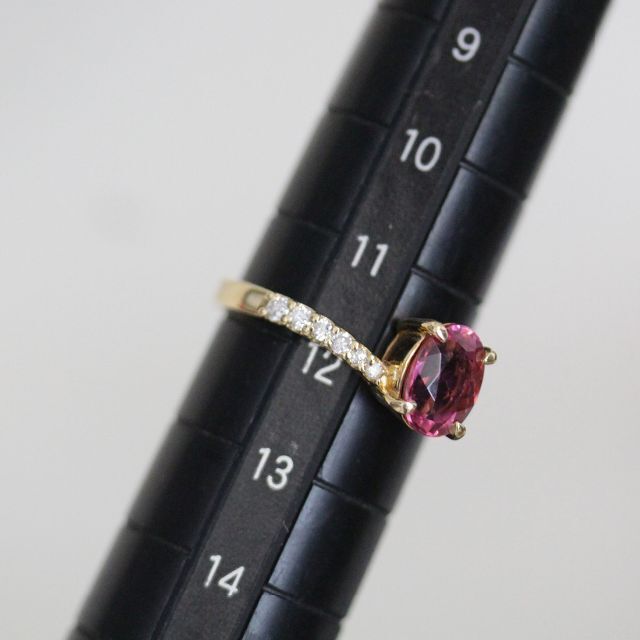 ピンクトルマリン 1.38ct ダイヤ 0.17ct リング 12号 K18YG 7