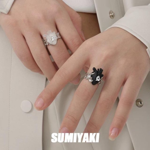 sirenemermaid(シレーヌマーメイド)のSUMIYAKI オリジナル ガラスストーン 心臓 ハートリング 指輪 レディースのアクセサリー(リング(指輪))の商品写真