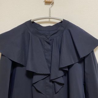 ドゥロワー(Drawer)の完売マチャットmachattラッフルカラーシャツドレスネイビー(ロングワンピース/マキシワンピース)