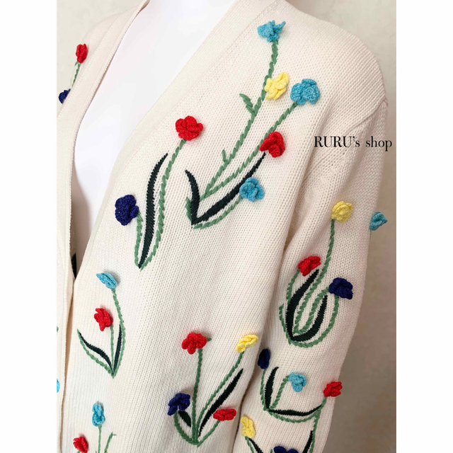 新品新作 alice+olivia クロシェ刺繍 クチュール ニットカーディガン-