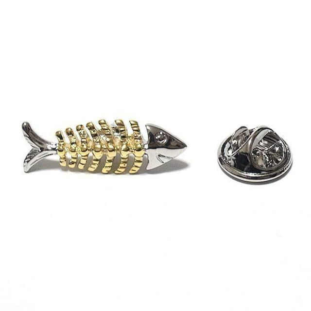 【2021春夏新色】 pin-0784 ラペルピン★ピンズ フィッシュ・ボーン 魚の骨