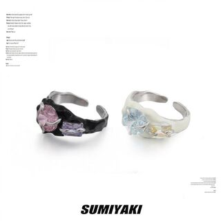 SUMIYAKI オリジナル ガラスストーン メルティリング 指輪 ブラック(リング(指輪))