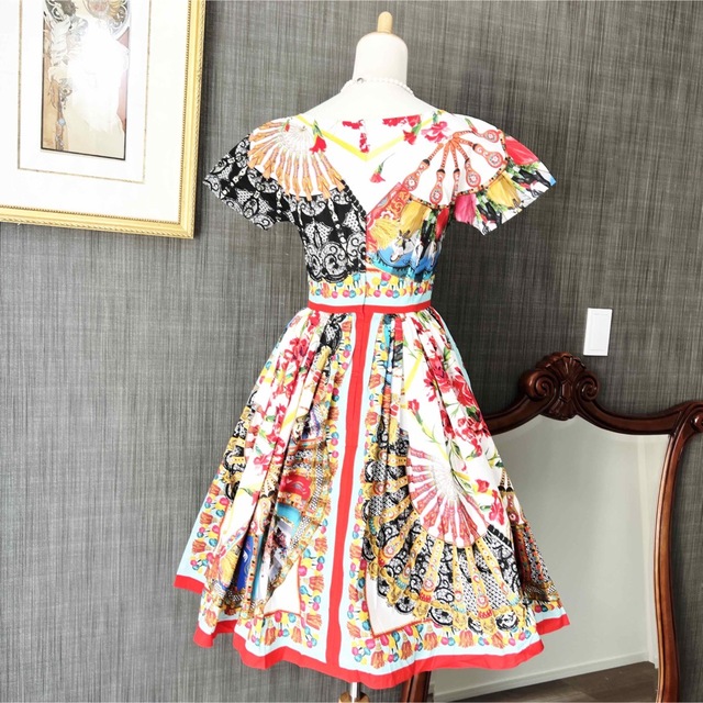 美品 DOLCE&GABBANAドルガバ コットン フレア ワンピース ドレス-