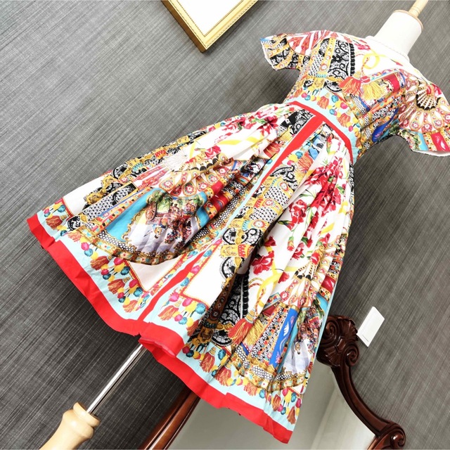 美品 DOLCE&GABBANAドルガバ コットン フレア ワンピース ドレス-