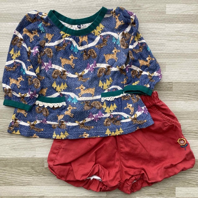 Petit jam(プチジャム)のpetit jam✳︎トップス80＆futafuta✳︎ショーパン90 セット キッズ/ベビー/マタニティのベビー服(~85cm)(シャツ/カットソー)の商品写真