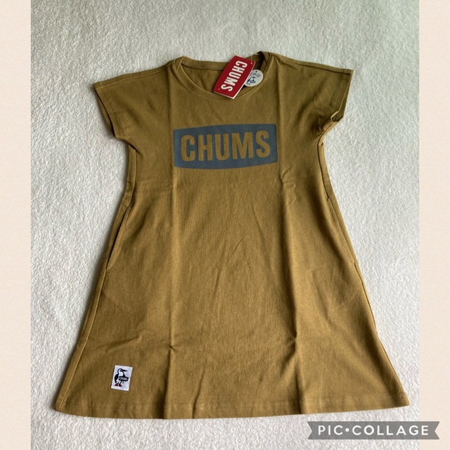 CHUMS(チャムス)の新品☆ CHUMSMロゴワンピース　ブラウン　M キッズ/ベビー/マタニティのキッズ服女の子用(90cm~)(ワンピース)の商品写真