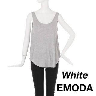 エモダ(EMODA)のエモダ　EMODA ノースリーブ　トップス　タンクトップ　Uネック　ホワイト　白(Tシャツ(半袖/袖なし))