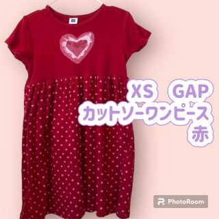 ギャップ(GAP)の⚫︎ XS GAP ワンピース 赤　ハート　ドット柄(ワンピース)