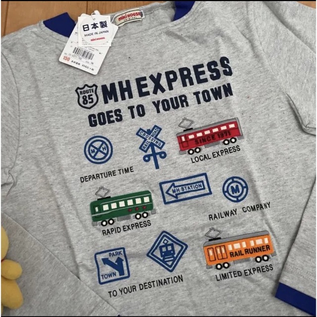 mikihouse(ミキハウス)の★ミキハウス★ロンT★長袖Tシャツ★150★豪華な電車刺繍ワッペン★日本製★新品 キッズ/ベビー/マタニティのキッズ服男の子用(90cm~)(Tシャツ/カットソー)の商品写真