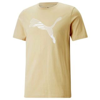 プーマ(PUMA)の新品 L ★ Puma プーマ メンズ キャットロゴ 半袖 Tシャツ ベージュ(Tシャツ/カットソー(半袖/袖なし))