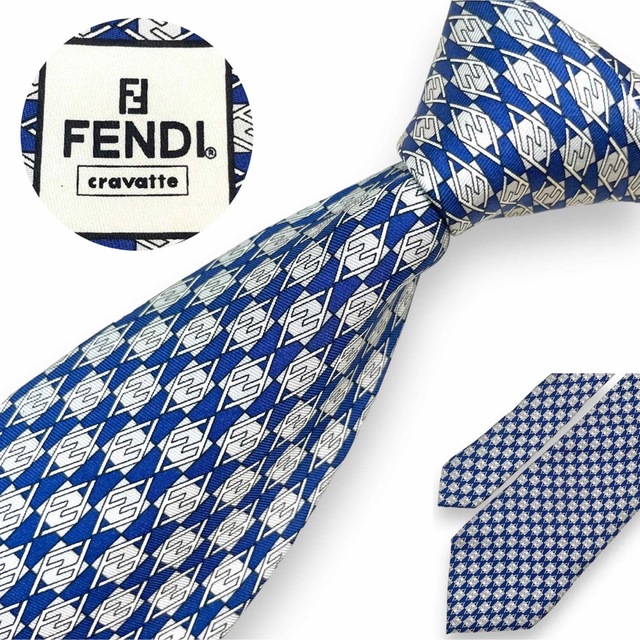 FENDI フェンディ ネクタイ シルク 絹 ゴルフ柄 ボルドー 服飾小物 美品 通販 美品✨紺地に赤のFF柄がシンプルにかっこいい❗️フェンディ ネクタイ ズッカ